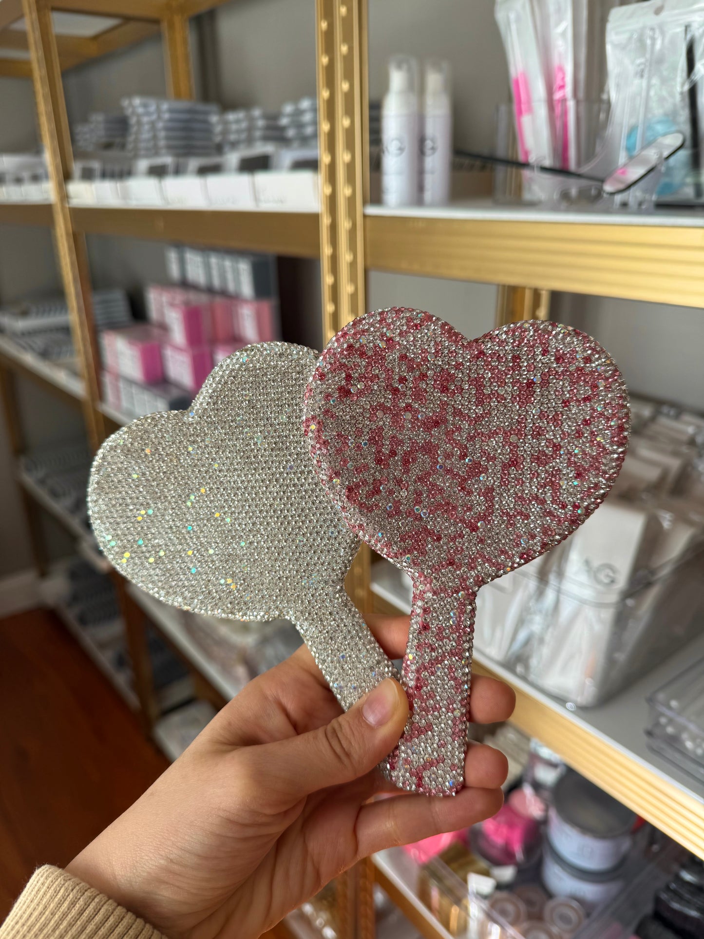 Blinged Up Heart Mirror