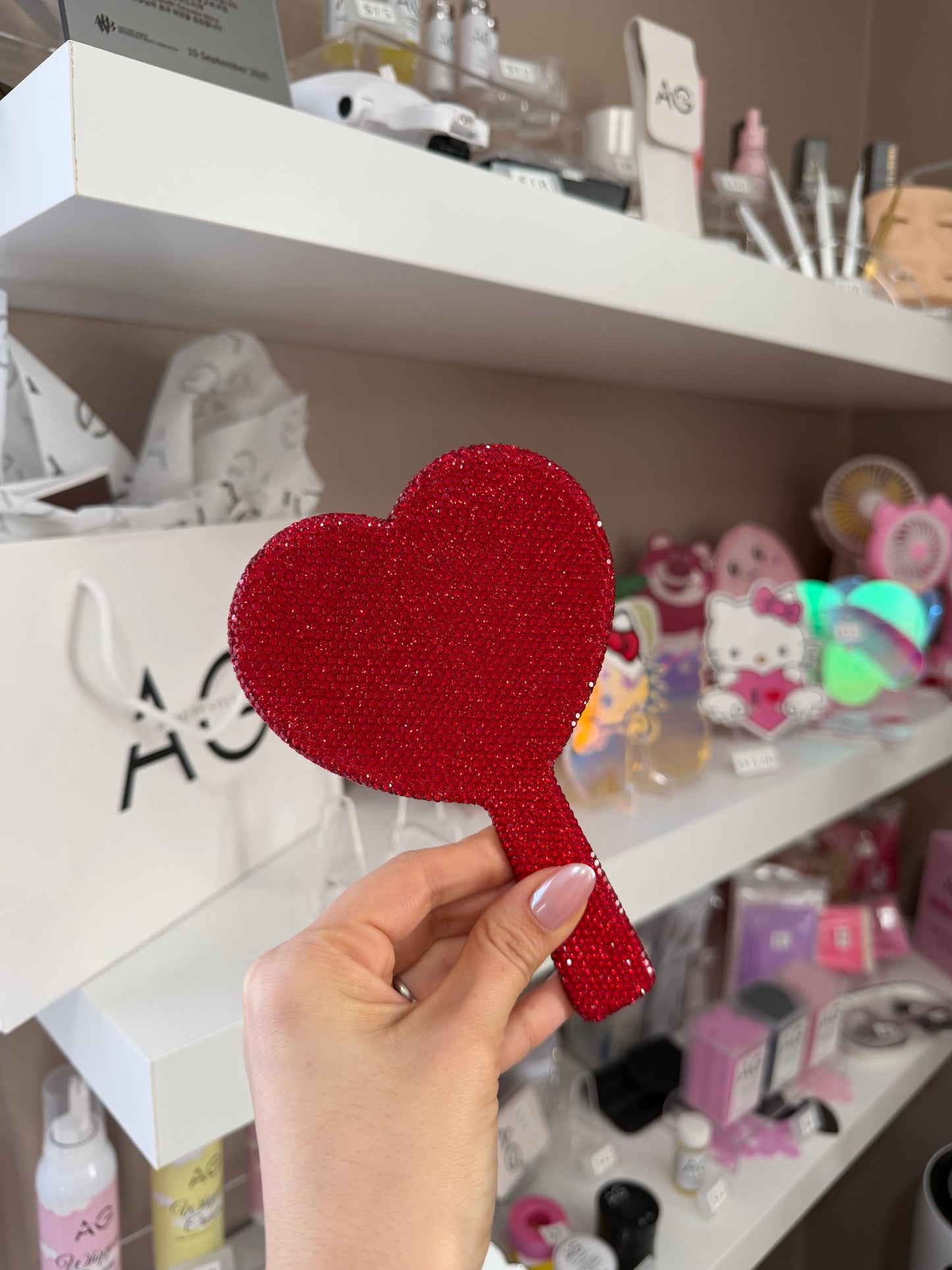 Blinged Up Heart Mirror