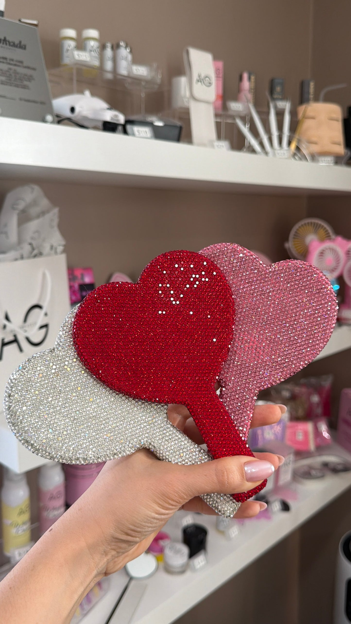 Blinged Up Heart Mirror